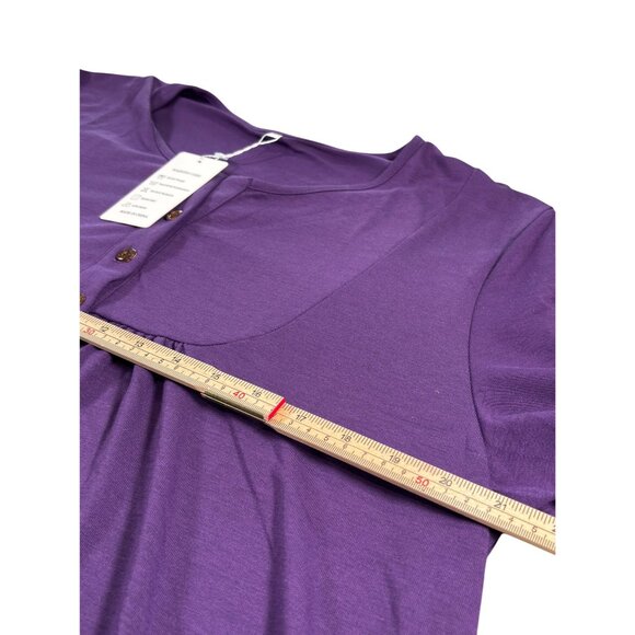 Vislily Plus Size Purple Button-Front Tunic Top Rayon/Spandex - Picture 9 of 10